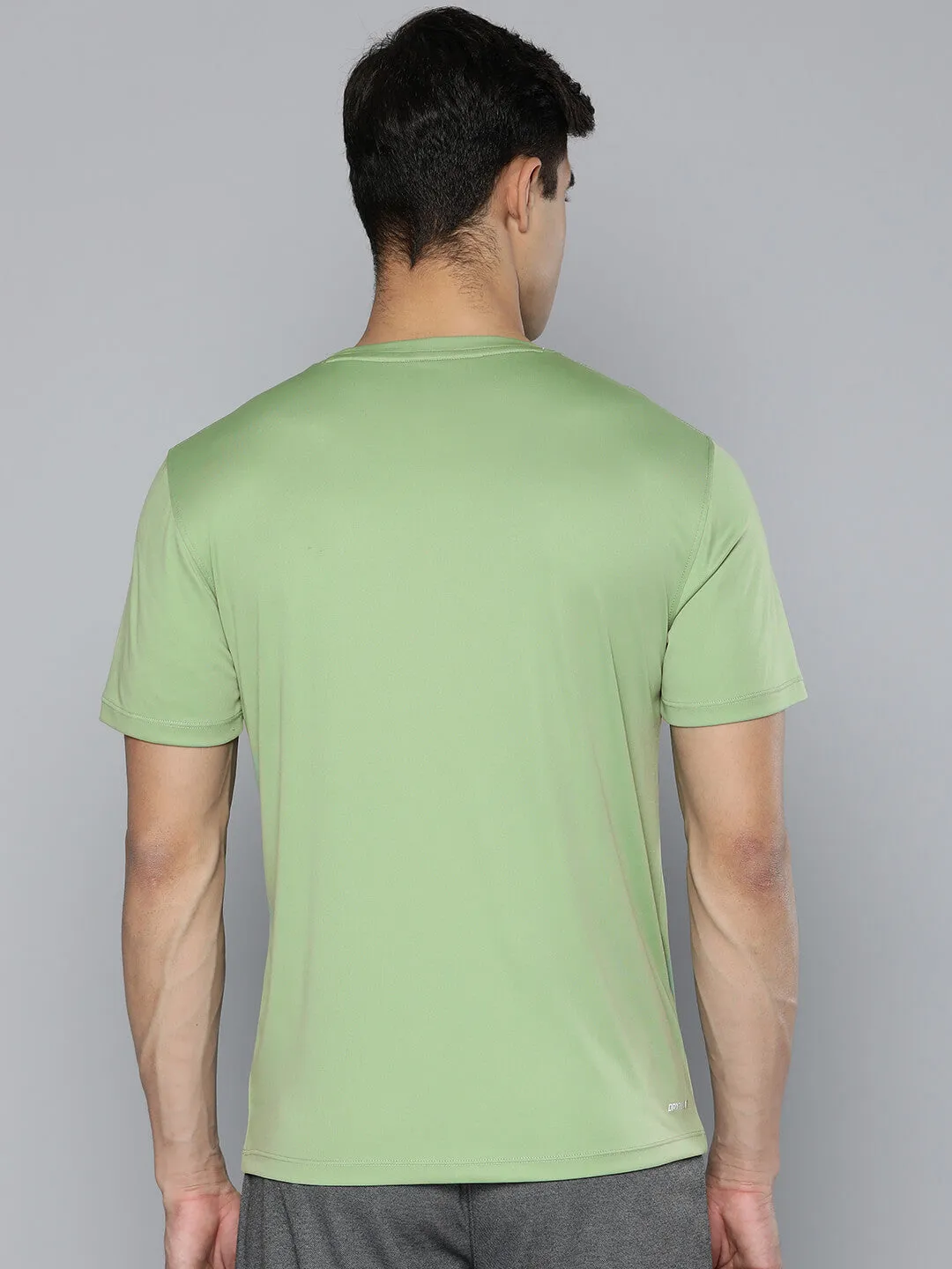 Alcis Men Green Anti Static Applique Slim Fit Running Wonder T-shirt