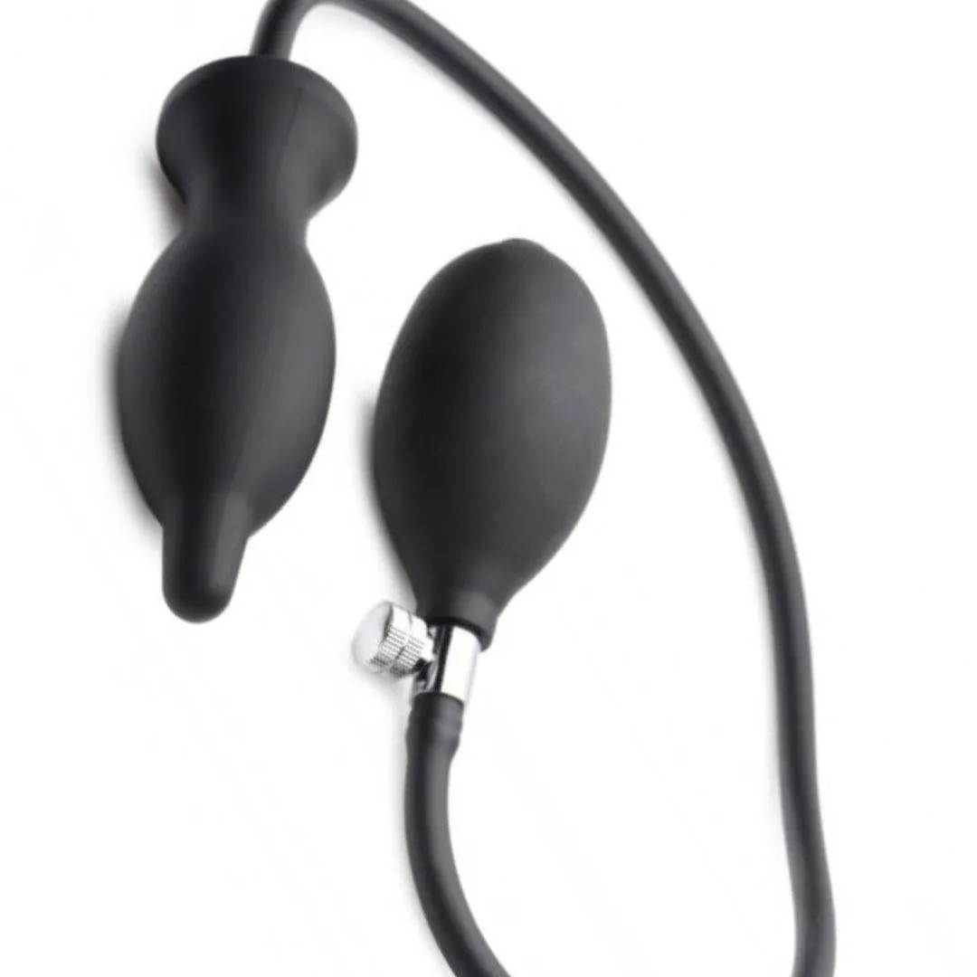 Dark Inflator Black Silicone Inflatable Butt Plug