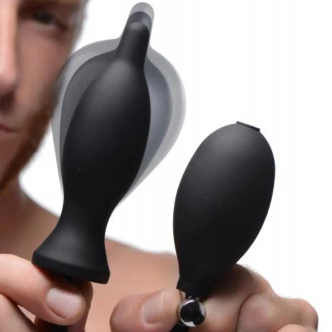 Dark Inflator Black Silicone Inflatable Butt Plug