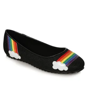 Ellie Shoes Black Glitter & Rainbow Flats