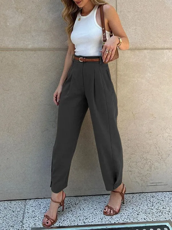 GYPSY GIRL - Loose High Waist Nine-Point Suit Pants