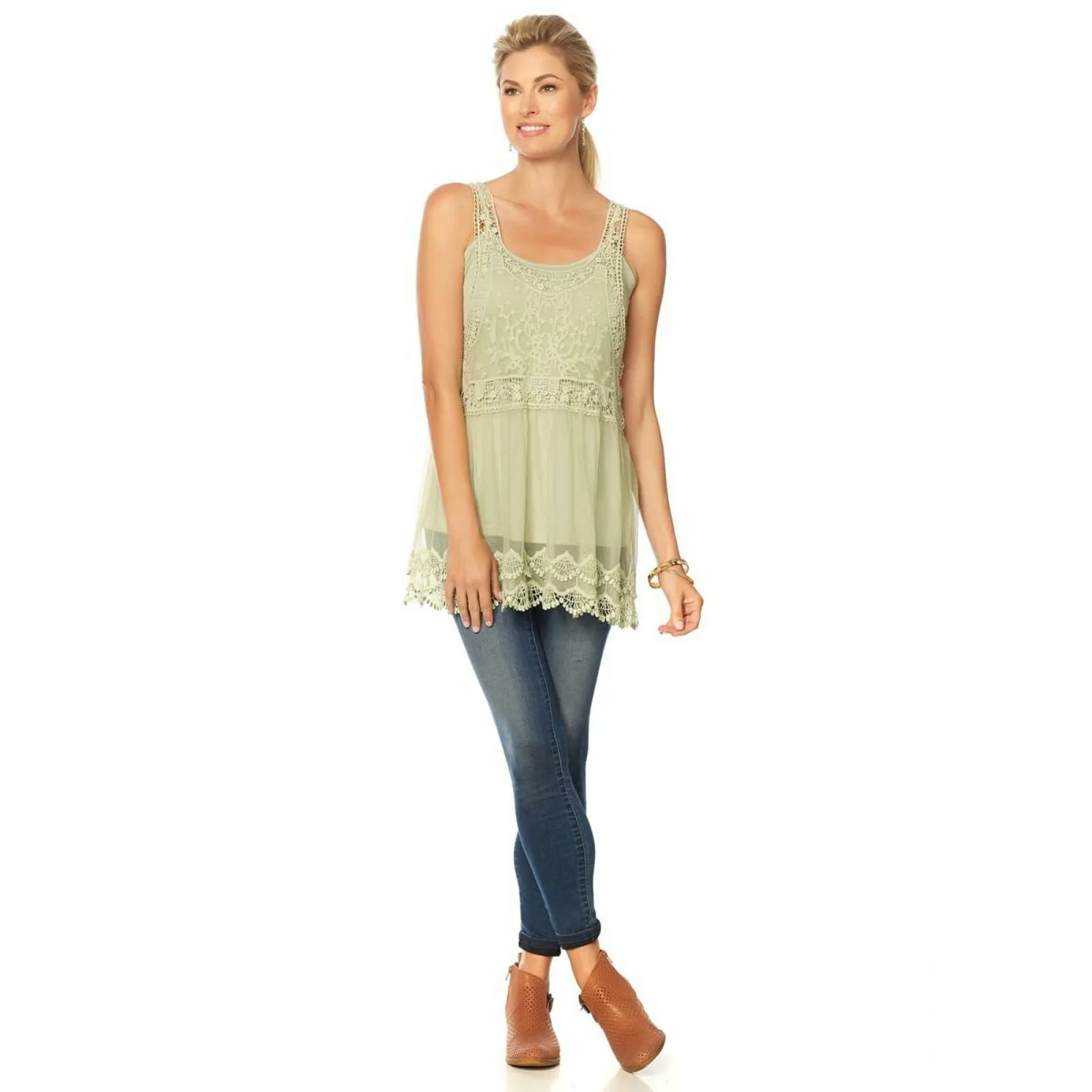 LaBellum by Hillary Scott Women's Lace Layering Tank Top