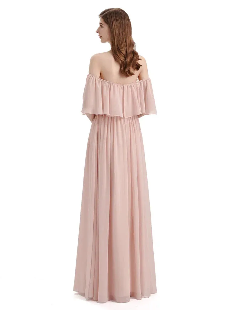 Light Blush Pink Chiffon Cheap Long Bridesmaid Dresses Online, WG293