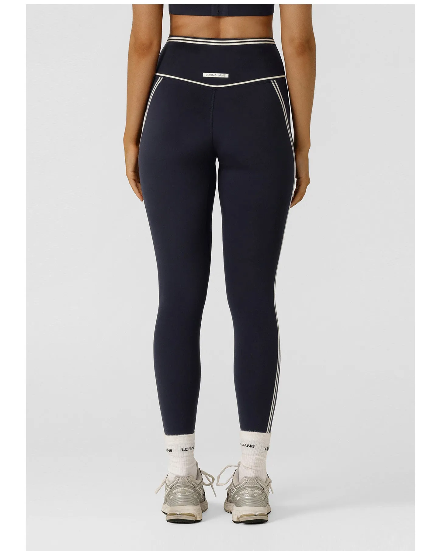 Lorna Jane Retro Track Ankle Biter Leggings - Midnight Blue