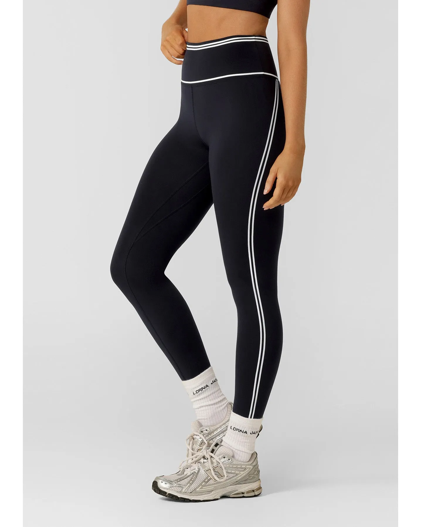 Lorna Jane Retro Track Ankle Biter Leggings - Midnight Blue