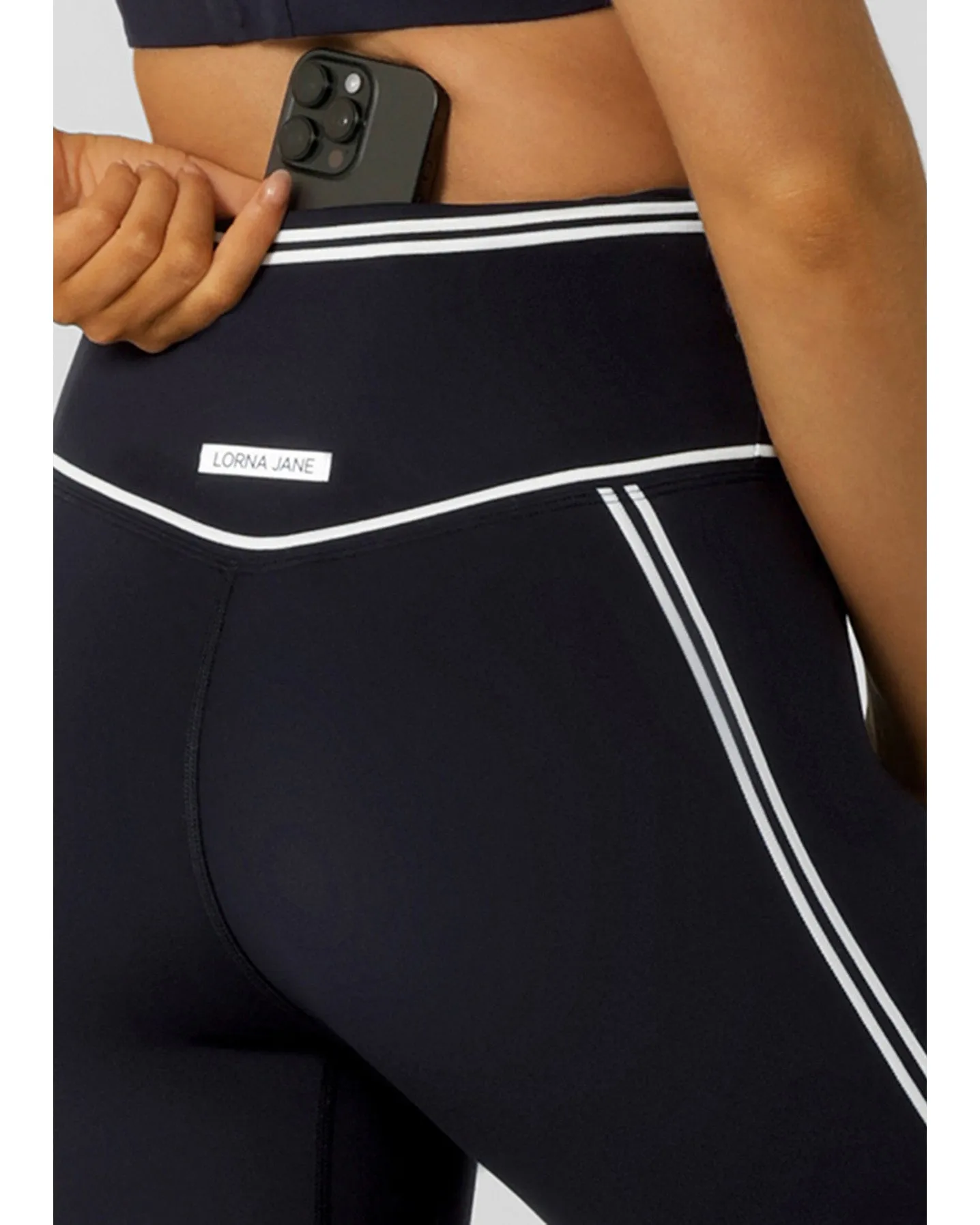 Lorna Jane Retro Track Ankle Biter Leggings - Midnight Blue