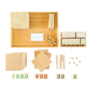 Place Value Wooden Base Ten Block 100 Cubes 10 Rods 10 Flats 1 Block Early Math Games for Kids STEM Toys Best Seller 6yrs 