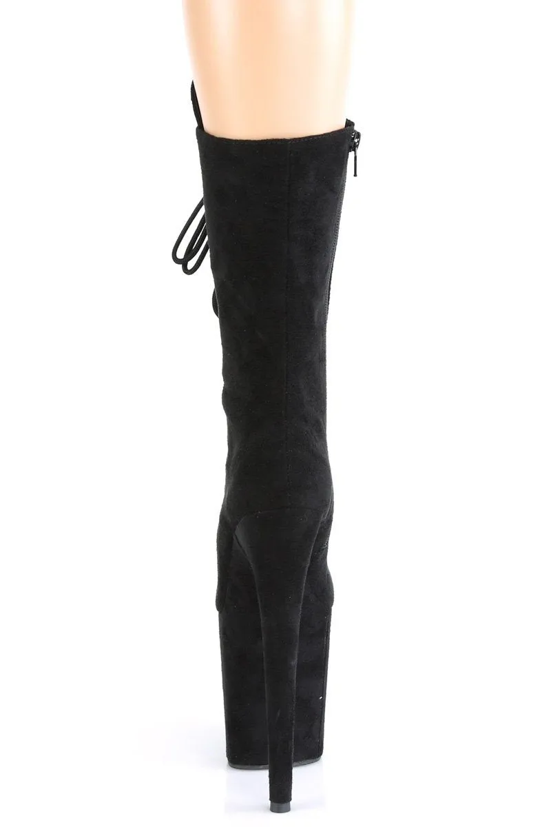 Pleaser USA Flamingo-1050FS Faux Suede 8inch Pleaser Boots - Black