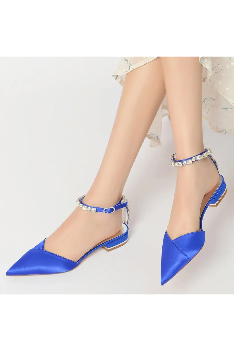 Rhinestone Strap Cocktail Pointed Toe Flats