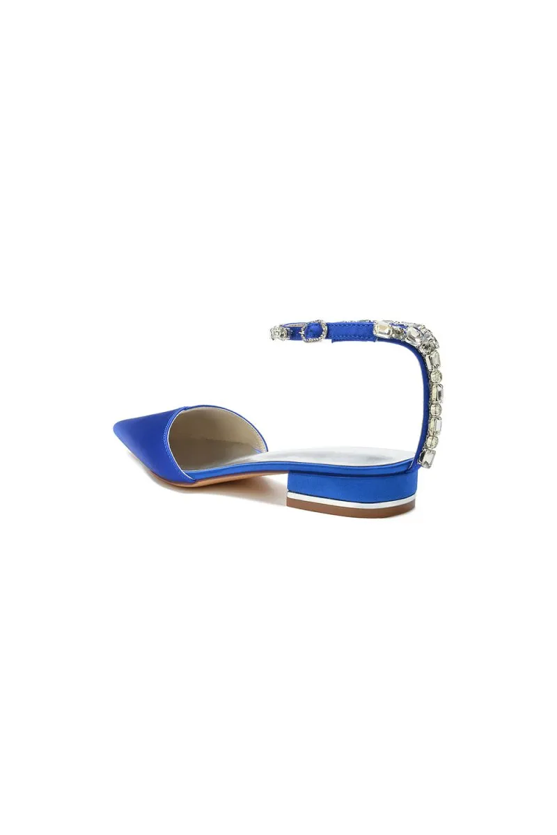 Rhinestone Strap Cocktail Pointed Toe Flats