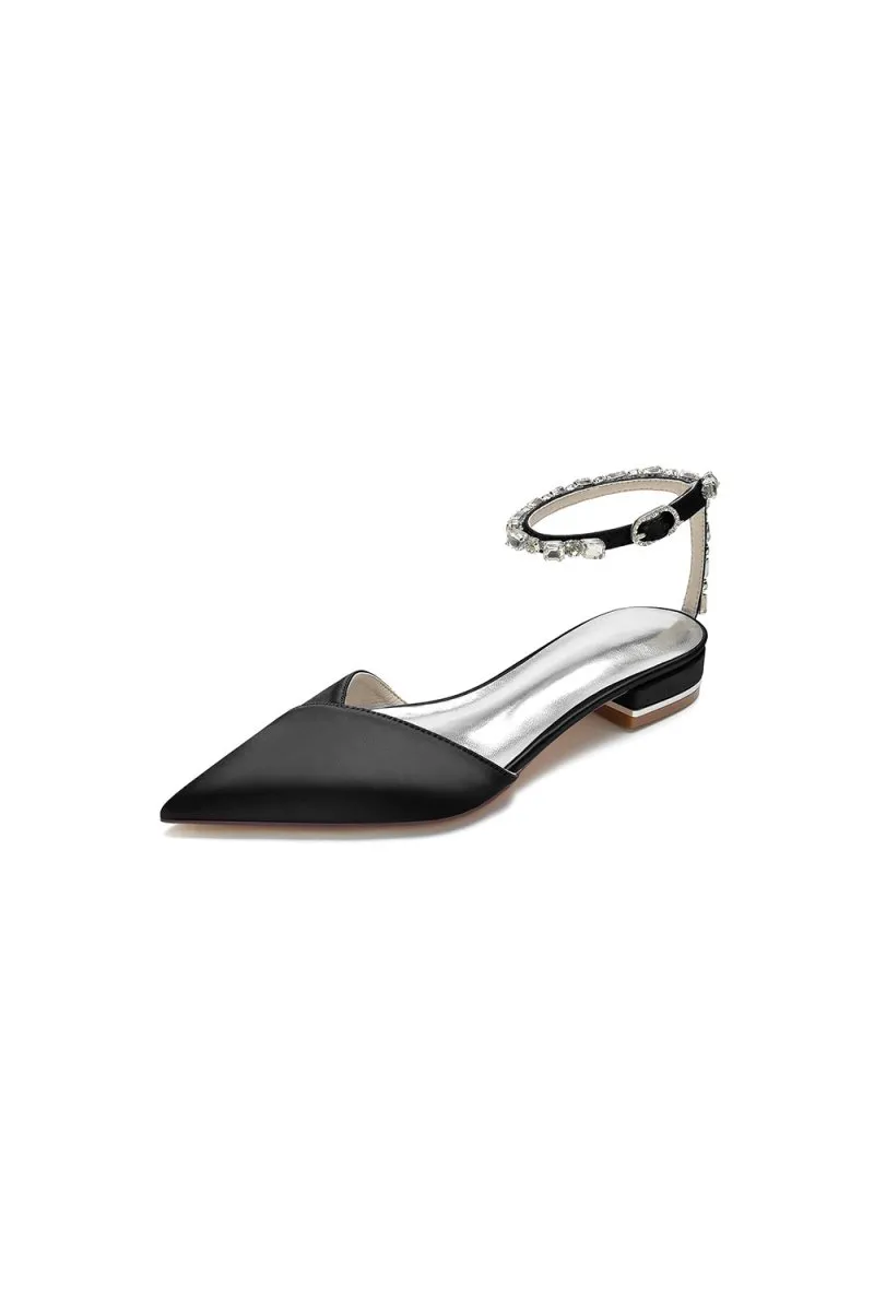 Rhinestone Strap Cocktail Pointed Toe Flats