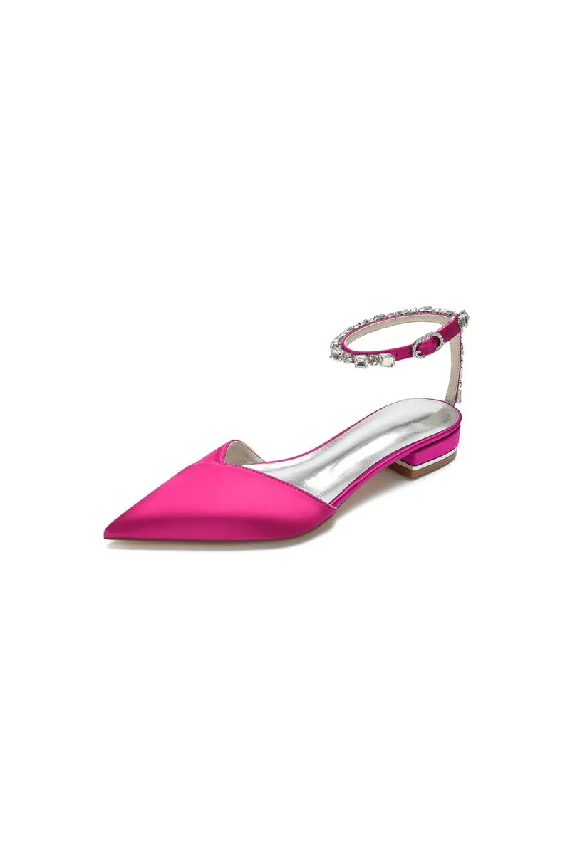 Rhinestone Strap Cocktail Pointed Toe Flats