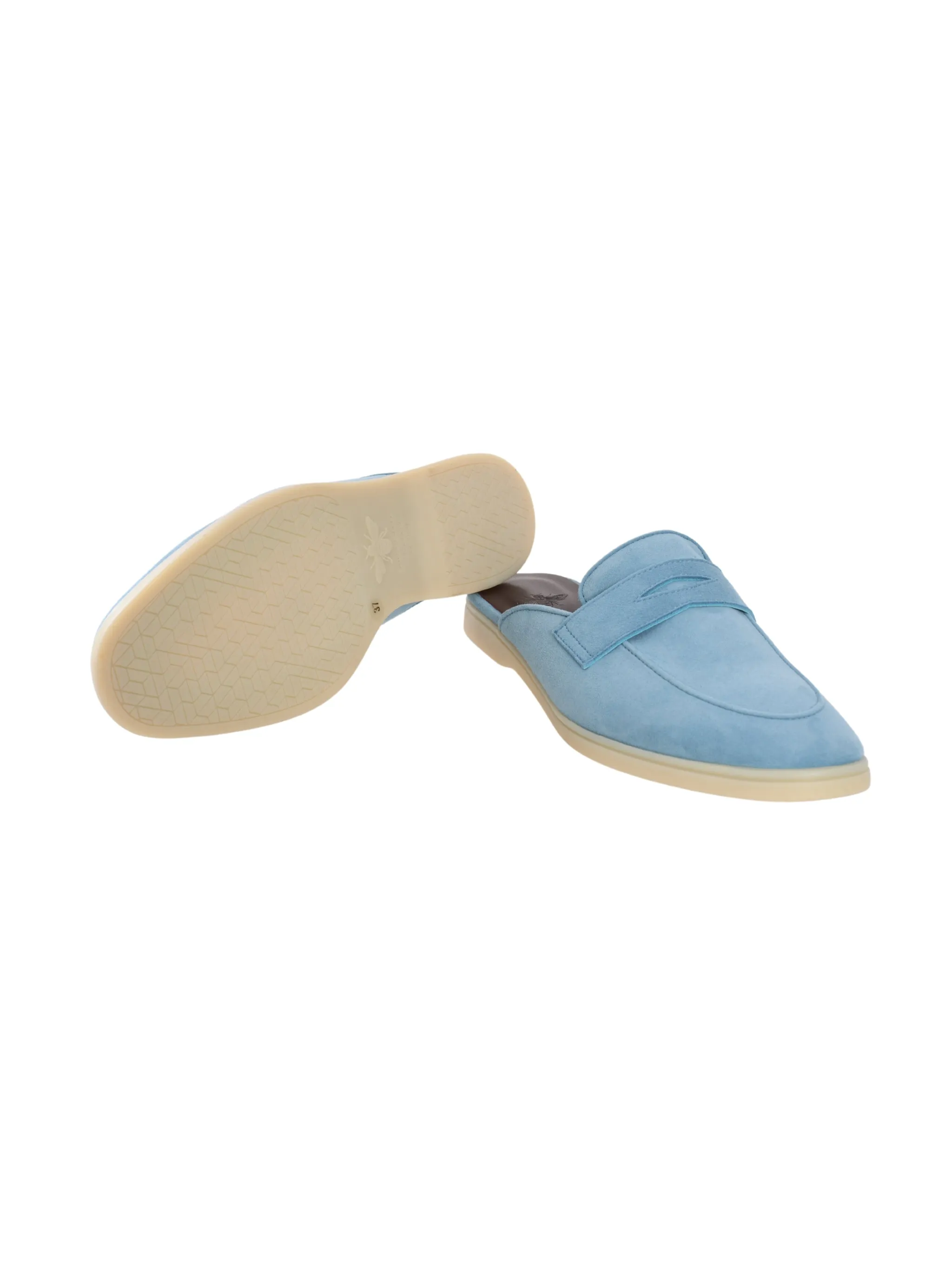 SKY BLUE SUEDE GOMME SLIPPERS