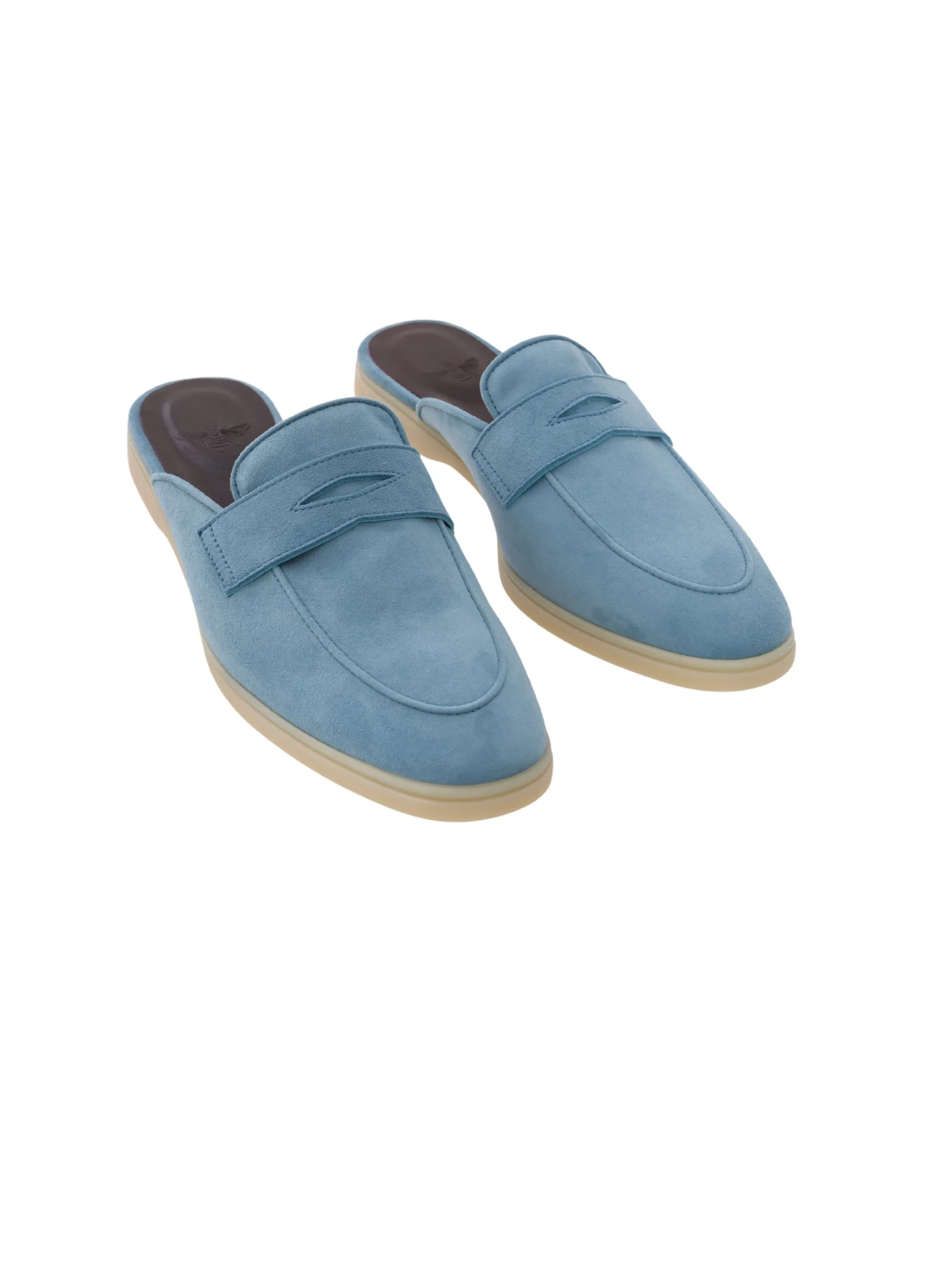 SKY BLUE SUEDE GOMME SLIPPERS