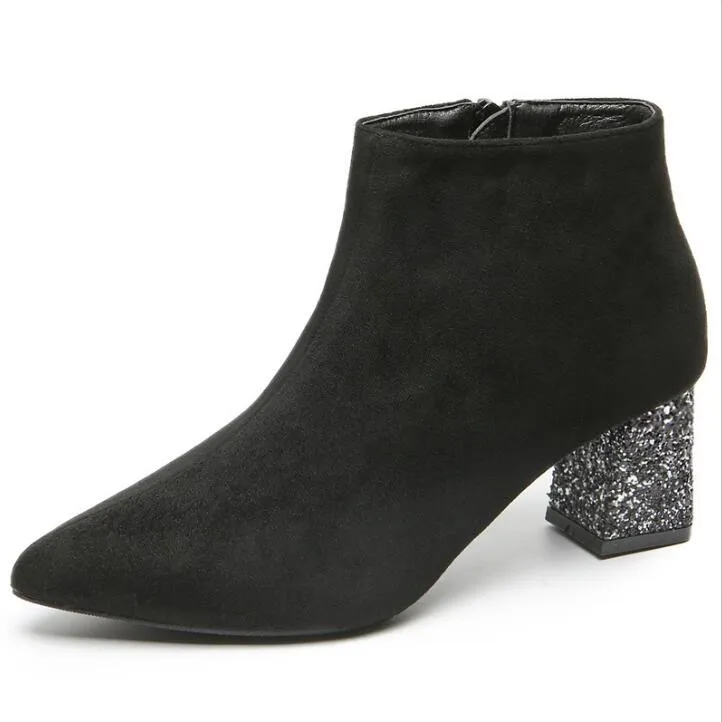 Small Feet Glitter Chunky Heel Boots GS217
