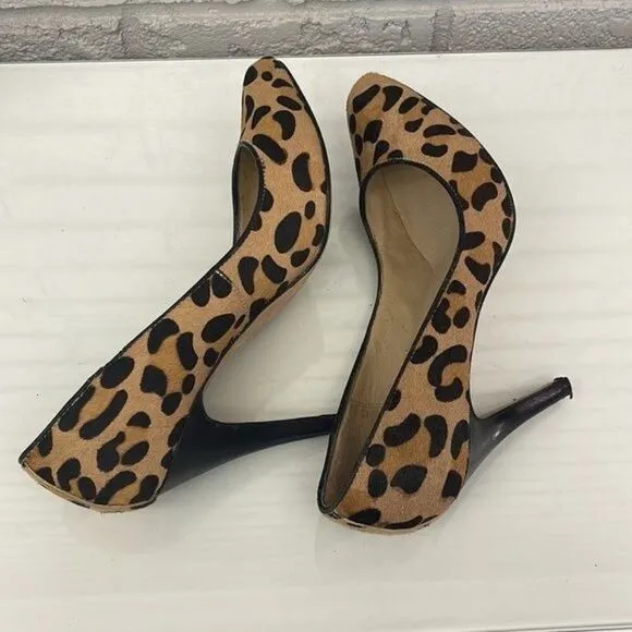 Steven by Steve Madden Women Plunge 2 Leopard Print Calf Hair Pumps Size 7.5