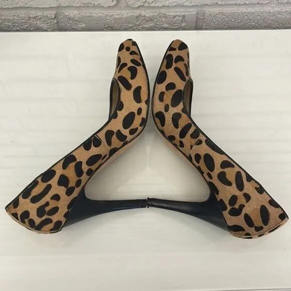 Steven by Steve Madden Women Plunge 2 Leopard Print Calf Hair Pumps Size 7.5