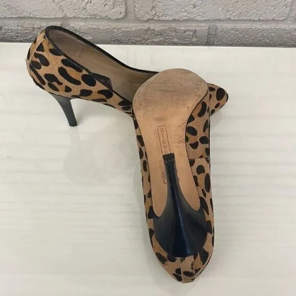 Steven by Steve Madden Women Plunge 2 Leopard Print Calf Hair Pumps Size 7.5