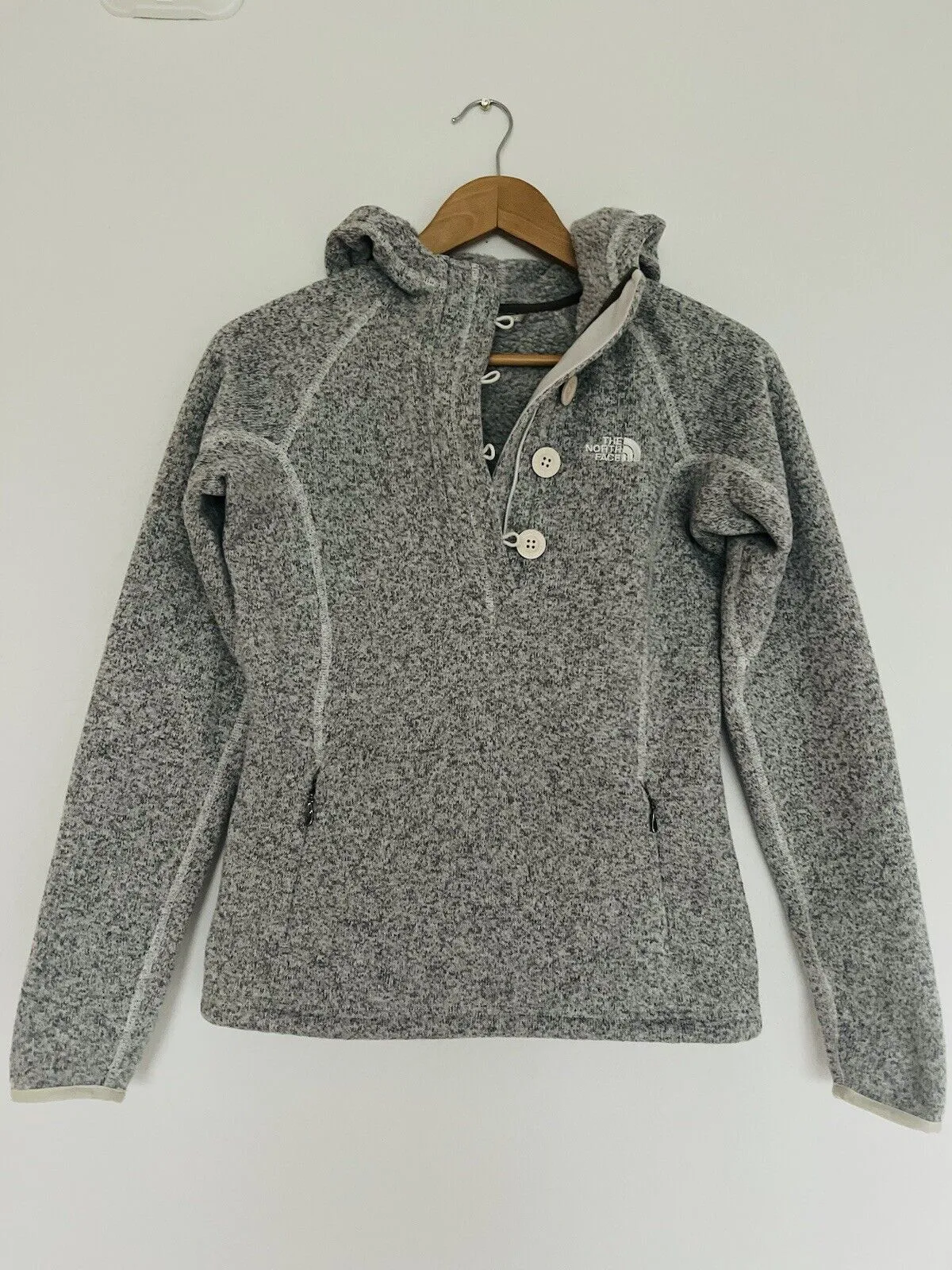 The North Face Crescent Sunshine Hoodie Gray Button Front Jacket Coat Sweater