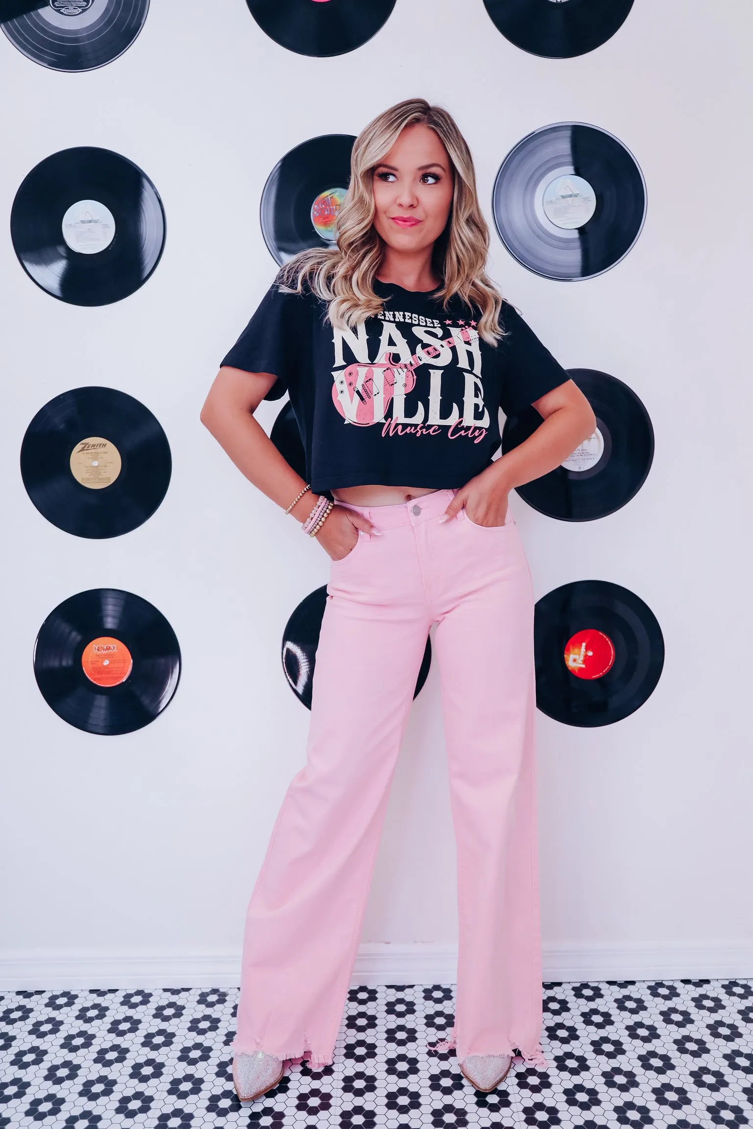 Wynona Wide-Leg Denim Jeans - Pink